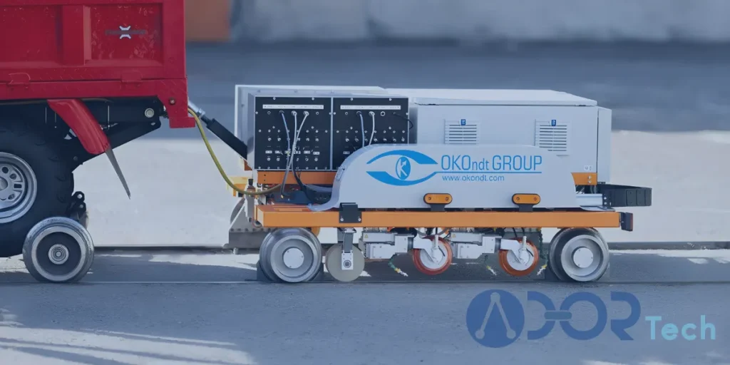 Ultrasonic flaw detection uses automated rail inspection system to identify cracks and defects