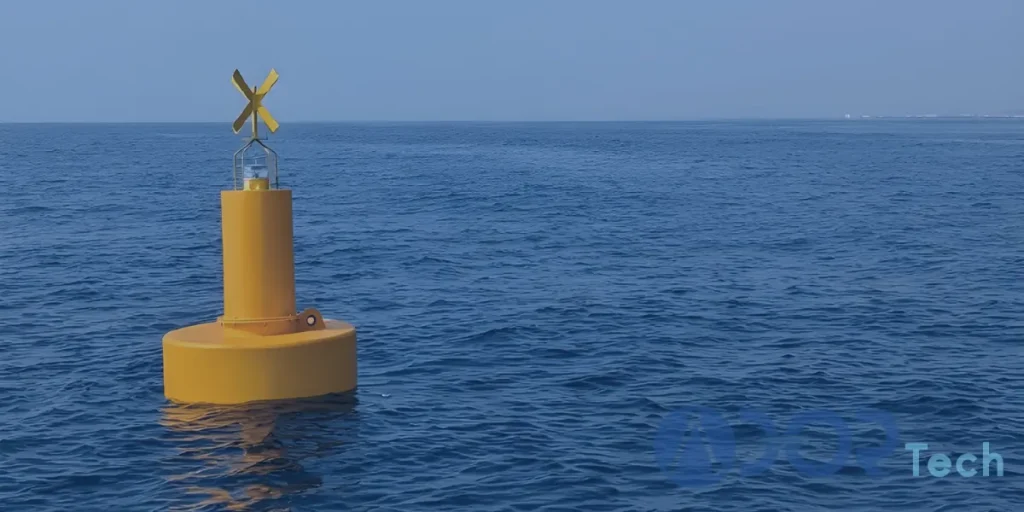 Yellow polyethylene navigation buoy designed for marine Aids to Navigation, showcasing ADOR’s high-performance polyethylene vs steel buoy solution.