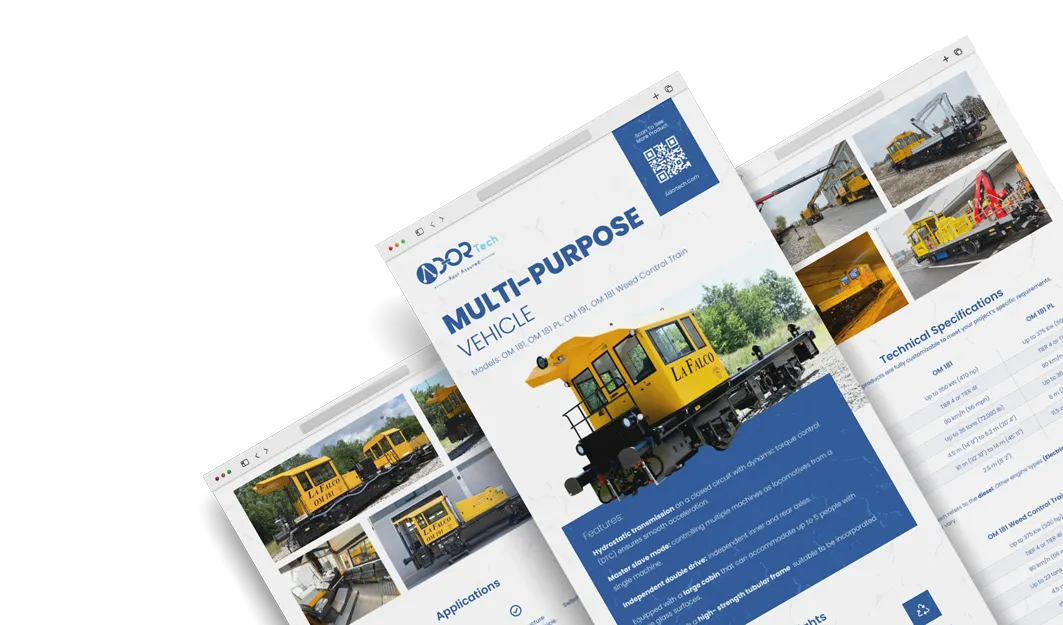 Railway shunter catalog showing switcher locomotive features, specifications, and rail maintenance applications.