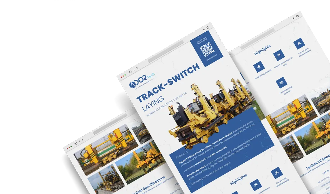 Track laying machine catalog showing rail laying equipment
